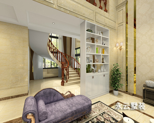 常德AT1668复式客厅旋转楼梯豪华别墅装修设计720度全景欣赏